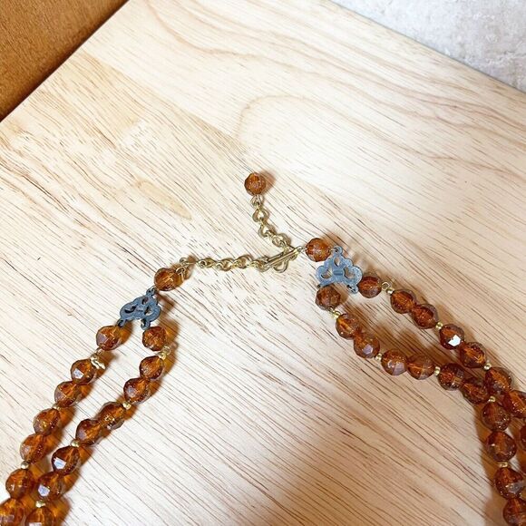 Vintage MCM Double Strand Lucite Jewelry Necklace Butterscotch Amber Germany - Picture 5 of 16